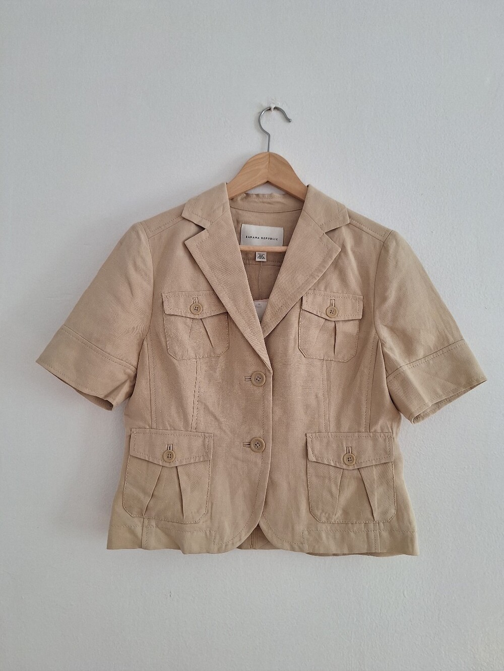 NWT Vintage Banana Republic Beige Short-Sleeve Utility Blazer